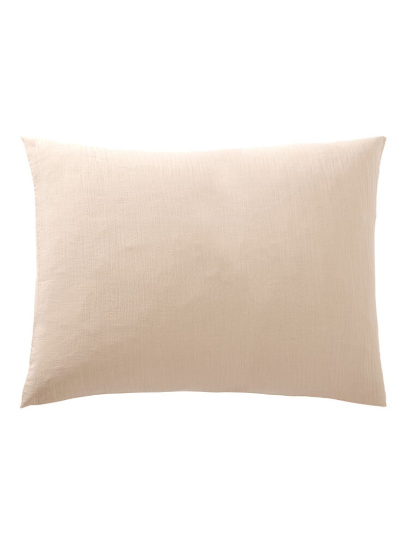 Taie d'oreiller - Coton Pur - 100% gaze de coton 125 gr/m² Beige coquille - Kiabi
