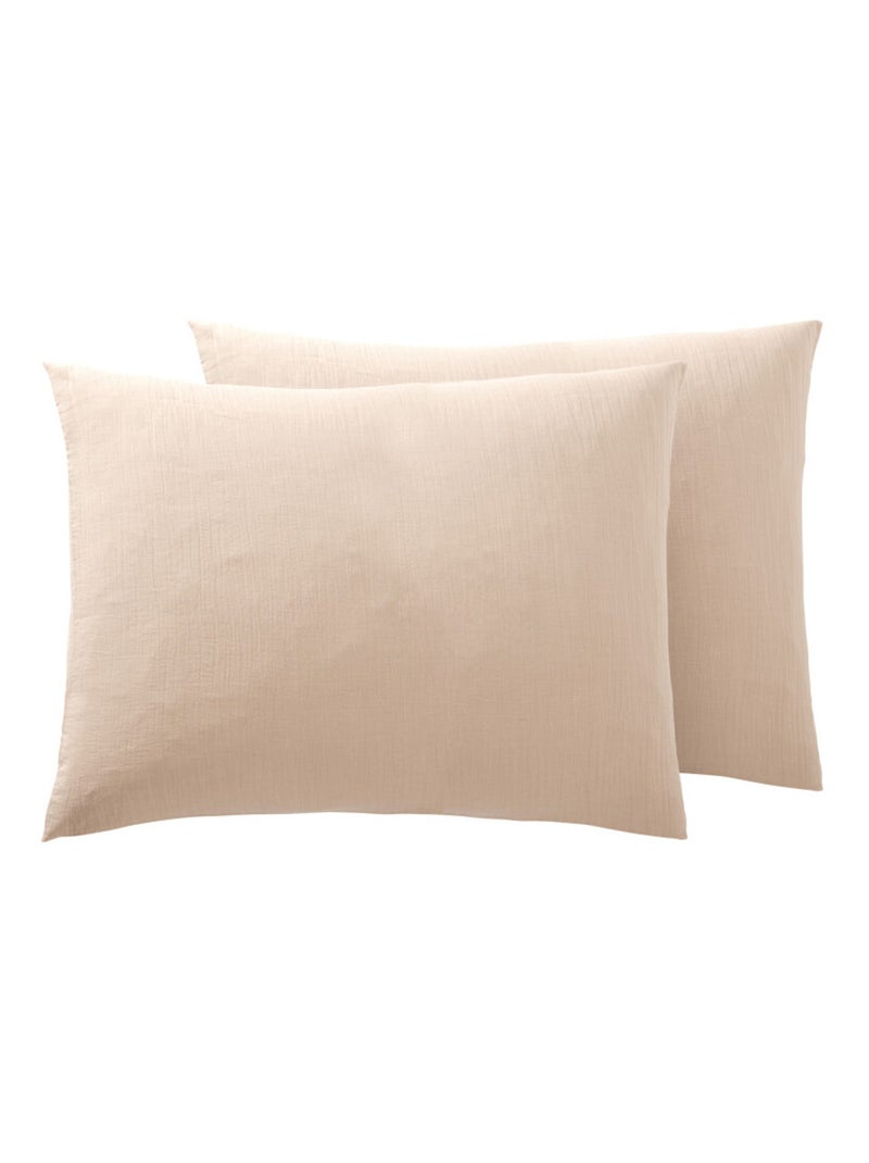 Taie d'oreiller - Coton Pur - 100% gaze de coton 125 gr/m² Beige coquille - Kiabi