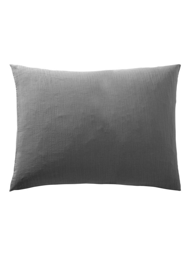 Taie d'oreiller - Coton Pur - 100% gaze de coton 125 gr/m² Bleu ardoise - Kiabi