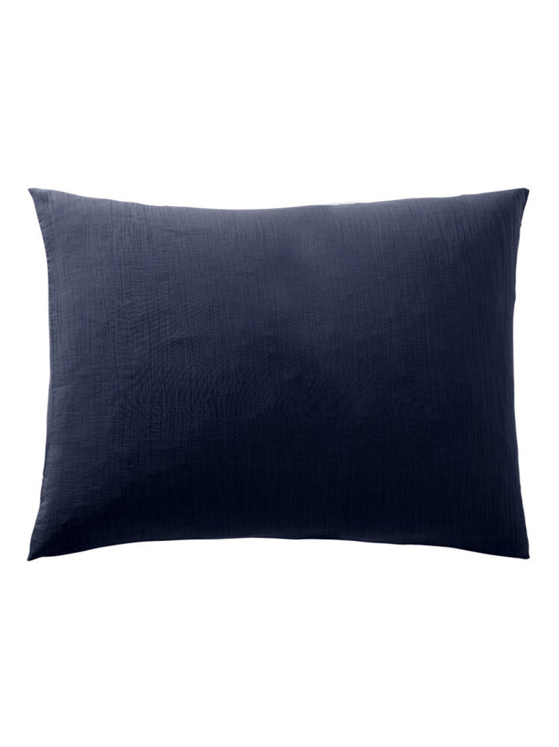 Taie d'oreiller - Coton Pur - 100% gaze de coton 125 gr/m² Bleu nuit - Kiabi