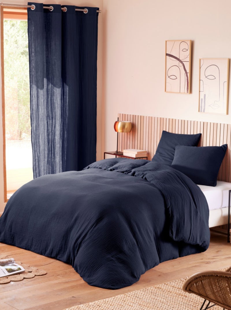 Taie d'oreiller - Coton Pur - 100% gaze de coton 125 gr/m² Bleu nuit - Kiabi