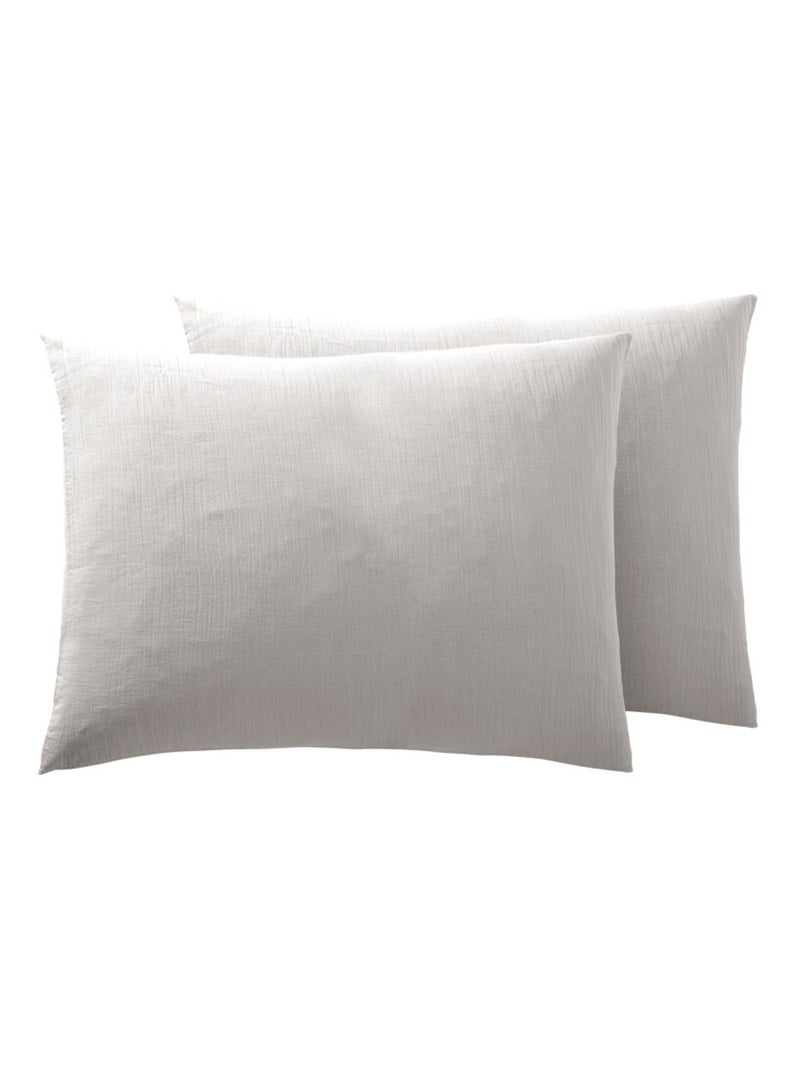 Taie d'oreiller - Coton Pur - 100% gaze de coton 125 gr/m² Gris perle - Kiabi