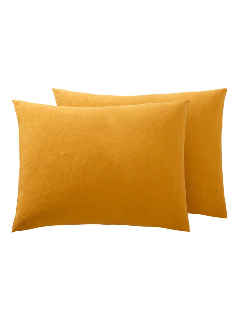 Taie d'oreiller - Coton Pur - 100% gaze de coton 125 gr/m² Orange clémentine - Kiabi
