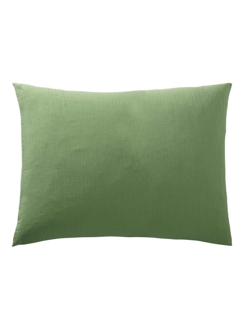 Taie d'oreiller - Coton Pur - 100% gaze de coton 125 gr/m² Vert olive - Kiabi