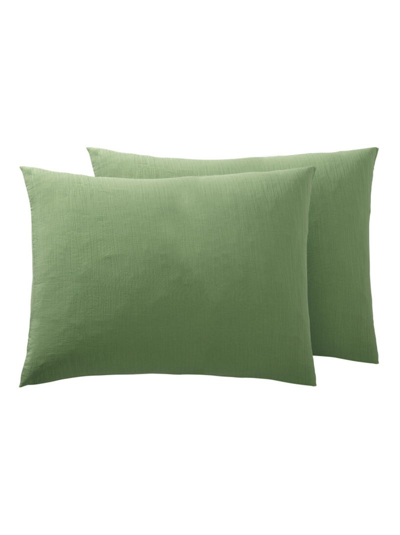 Taie d'oreiller - Coton Pur - 100% gaze de coton 125 gr/m² Vert olive - Kiabi