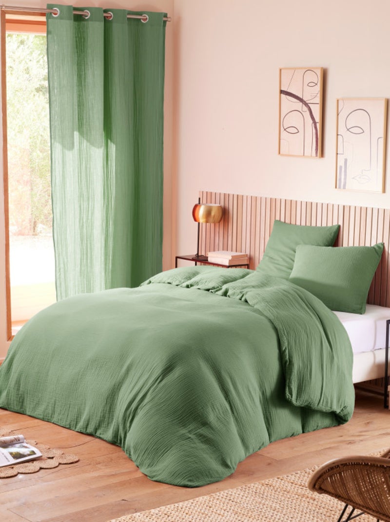 Taie d'oreiller - Coton Pur - 100% gaze de coton 125 gr/m² Vert olive - Kiabi
