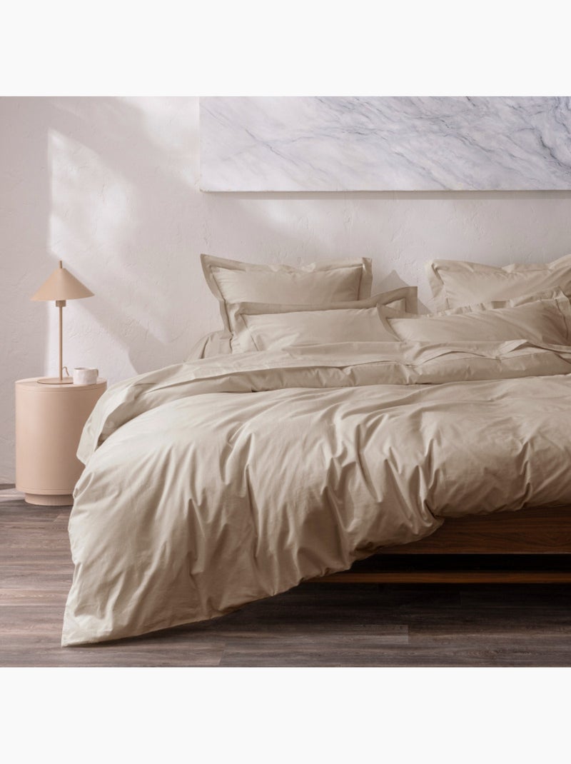 Taie d'oreiller - Coton Pur - 100% Percale de coton peigné Beige - Kiabi