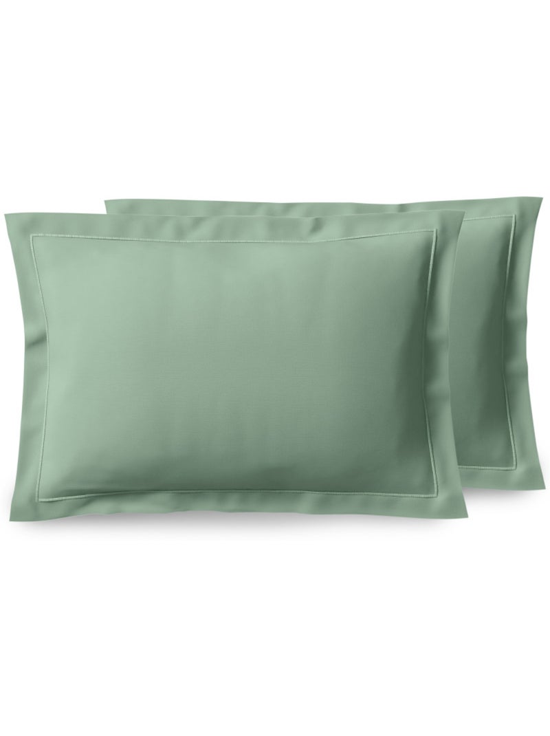Taie d'oreiller - Coton Pur - 100% Percale de coton peigné Bleu céladon - Kiabi