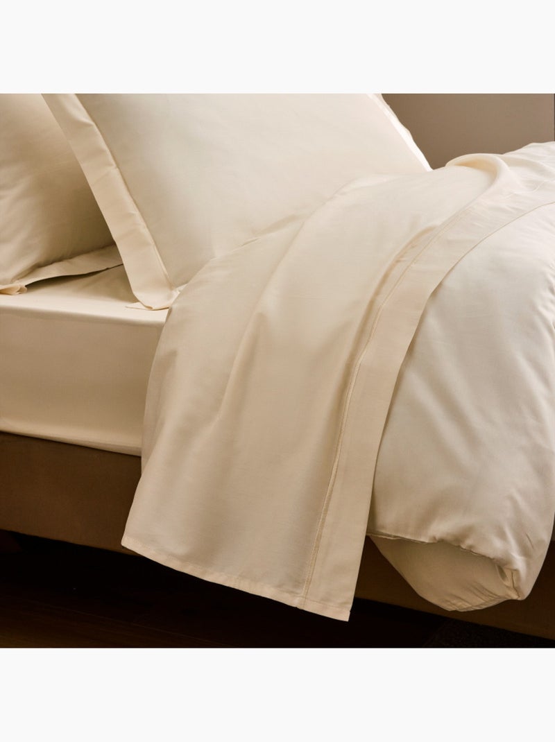 Taie d'oreiller - Coton Pur - 100% Satin de coton Peigné" / 120 fils/cm² Crème - Kiabi