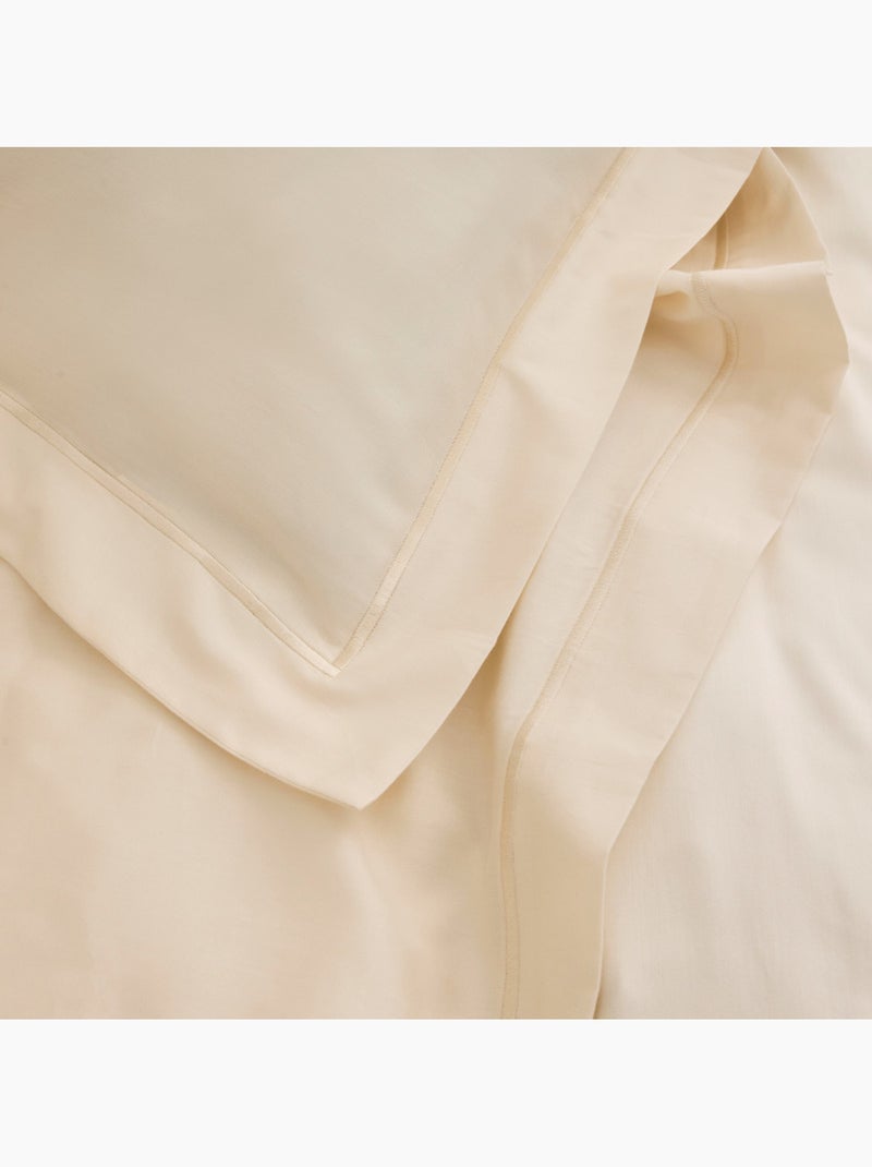 Taie d'oreiller - Coton Pur - 100% Satin de coton Peigné" / 120 fils/cm² Crème - Kiabi