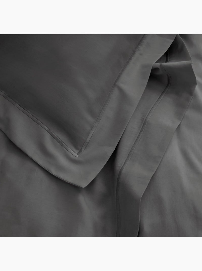 Taie d'oreiller - Coton Pur - 100% Satin de coton Peigné" / 120 fils/cm² Gris - Kiabi