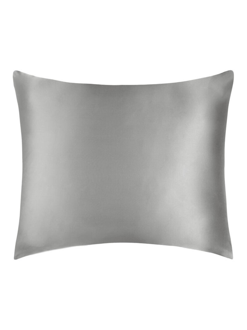 Taie d'oreiller - Coton Pur - Soie Gris souris - Kiabi