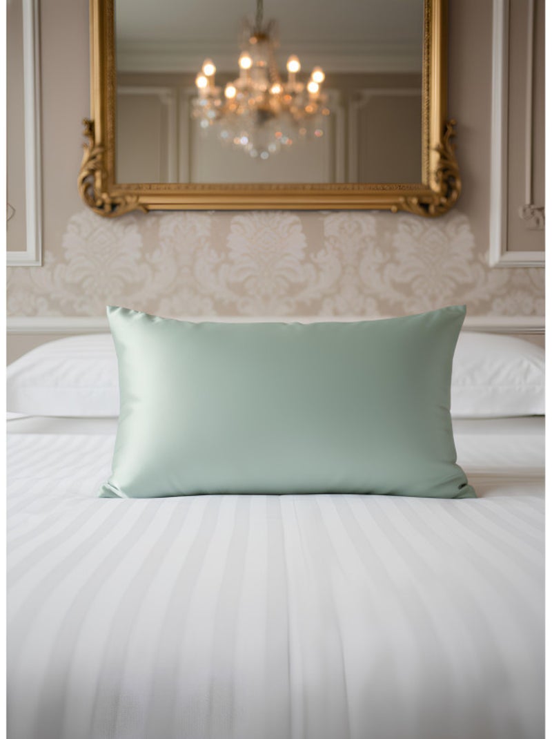 Taie d'oreiller - Coton Pur - Soie Vert clair - Kiabi