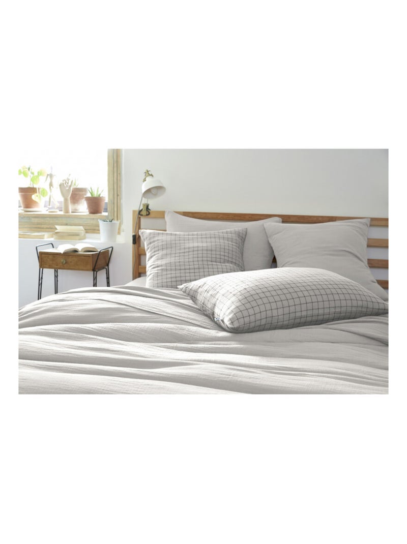 Taie d'oreiller - L'effet papillon - 100% gaze de coton 125 gr/m² Blanc cassé - Kiabi