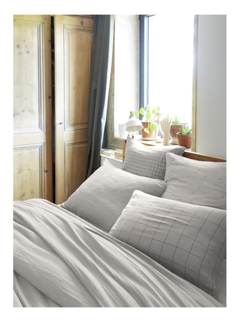 Taie d'oreiller - L'effet papillon - 100% gaze de coton 125 gr/m² Blanc cassé - Kiabi