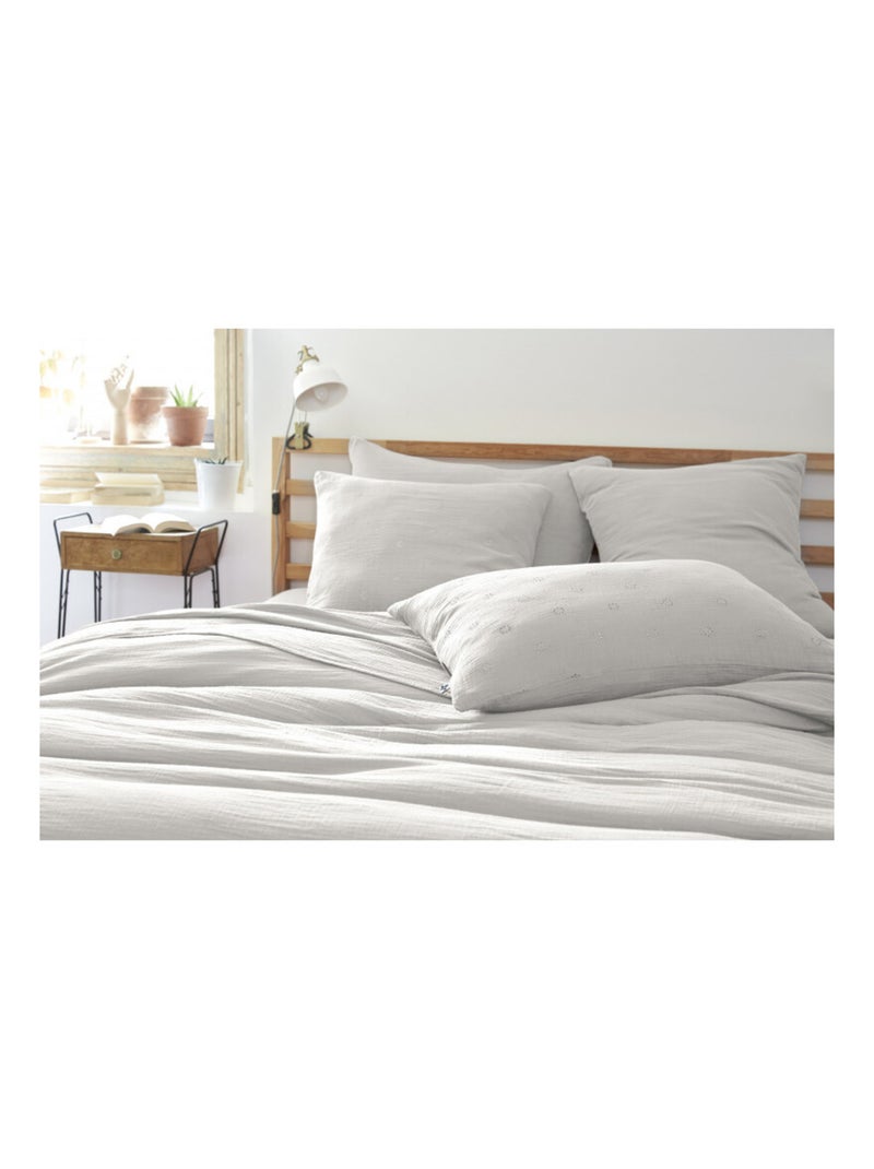 Taie d'oreiller - L'effet papillon - 100% gaze de coton 125 gr/m² Blanc cassé - Kiabi