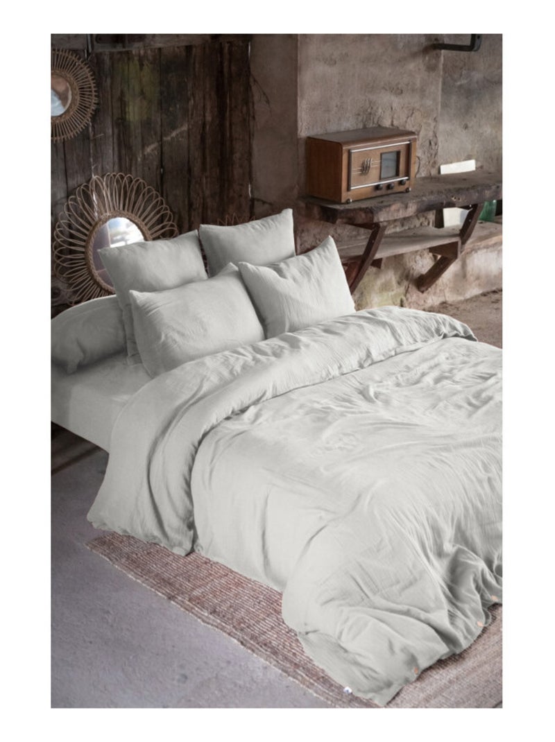 Taie d'oreiller - L'effet papillon - 100% gaze de coton 125 gr/m² Blanc cassé - Kiabi