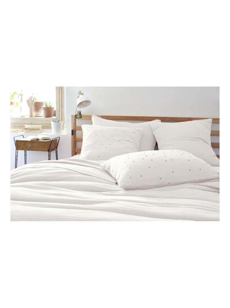 Taie d'oreiller - L'effet papillon - 100% gaze de coton 125 gr/m² Blanc Perlé - Kiabi