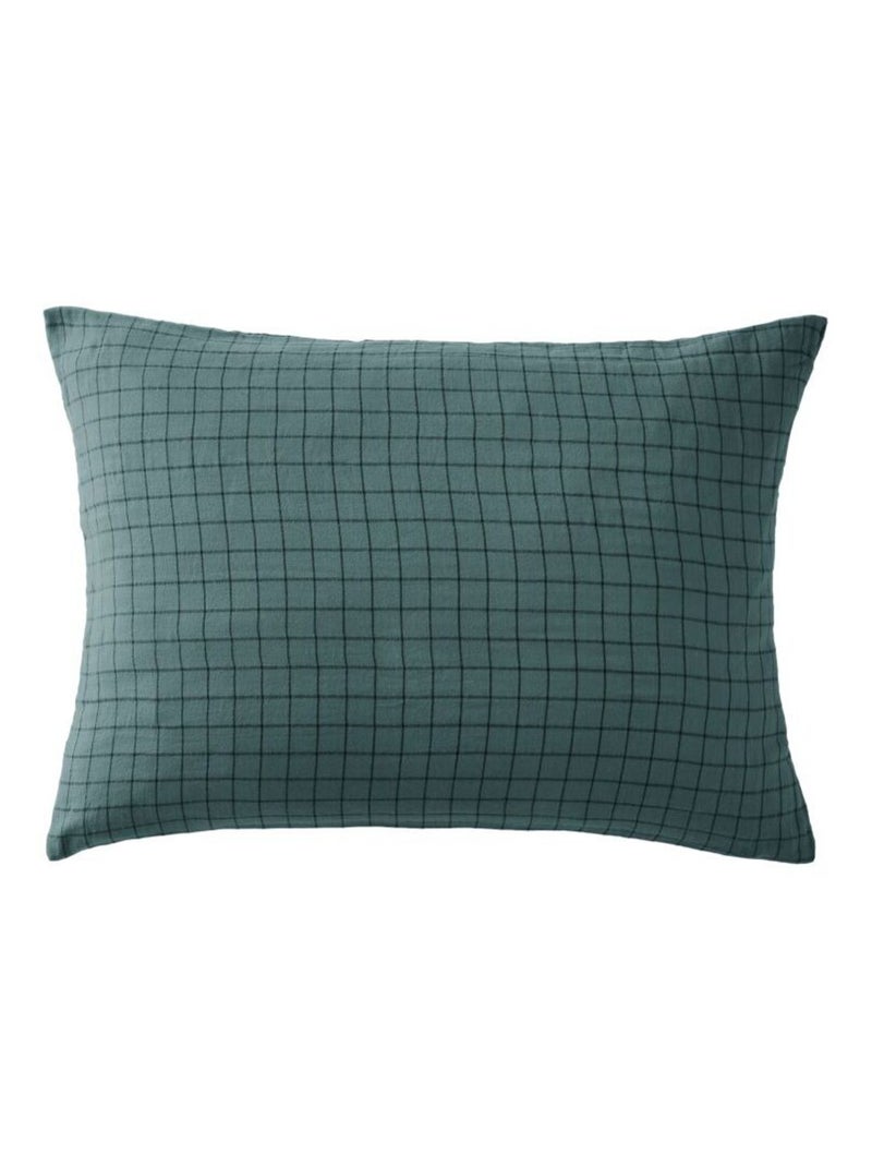 Taie d'oreiller - L'effet papillon - 100% gaze de coton 125 gr/m² Bleu canard - Kiabi