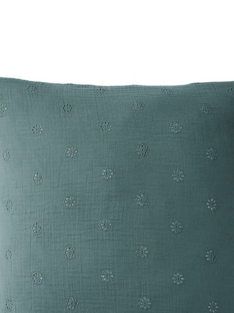 Taie d'oreiller - L'effet papillon - 100% gaze de coton 125 gr/m² Bleu canard - Kiabi