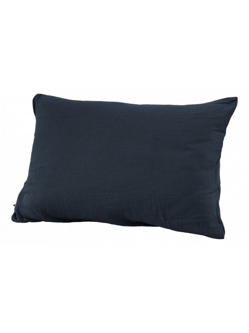 Taie d'oreiller - L'effet papillon - 100% gaze de coton 125 gr/m² Bleu nuit - Kiabi