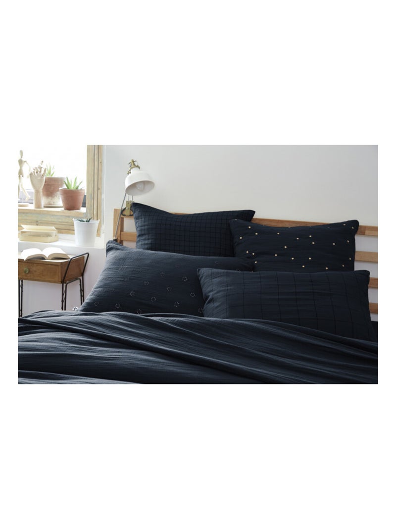 Taie d'oreiller - L'effet papillon - 100% gaze de coton 125 gr/m² Bleu nuit - Kiabi