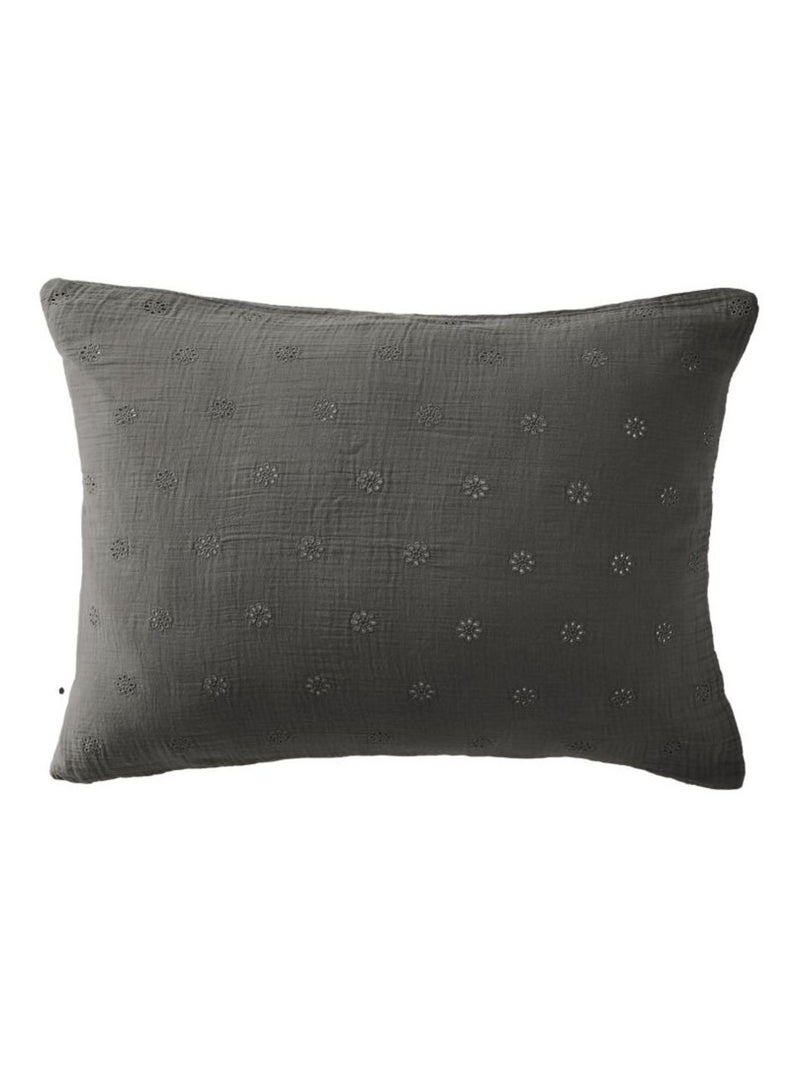 Taie d'oreiller - L'effet papillon - 100% gaze de coton 125 gr/m² Gris souris - Kiabi