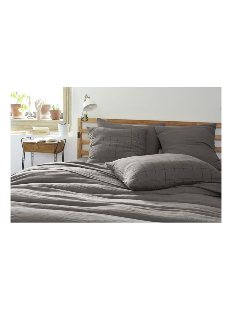 Taie d'oreiller - L'effet papillon - 100% gaze de coton 125 gr/m² Gris souris - Kiabi