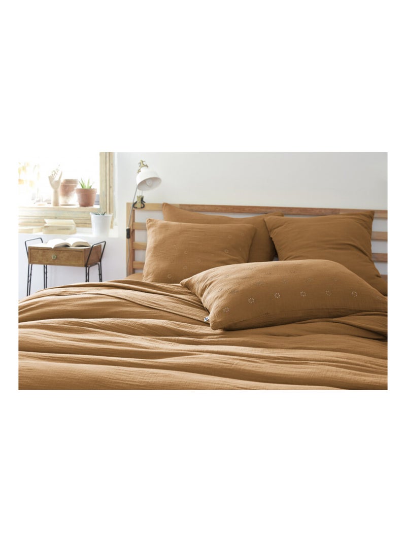 Taie d'oreiller - L'effet papillon - 100% gaze de coton 125 gr/m² Gris taupe - Kiabi