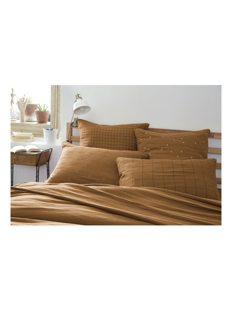 Taie d'oreiller - L'effet papillon - 100% gaze de coton 125 gr/m² Gris taupe - Kiabi