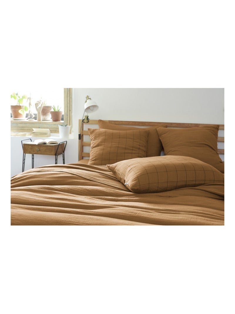 Taie d'oreiller - L'effet papillon - 100% gaze de coton 125 gr/m² Gris taupe - Kiabi