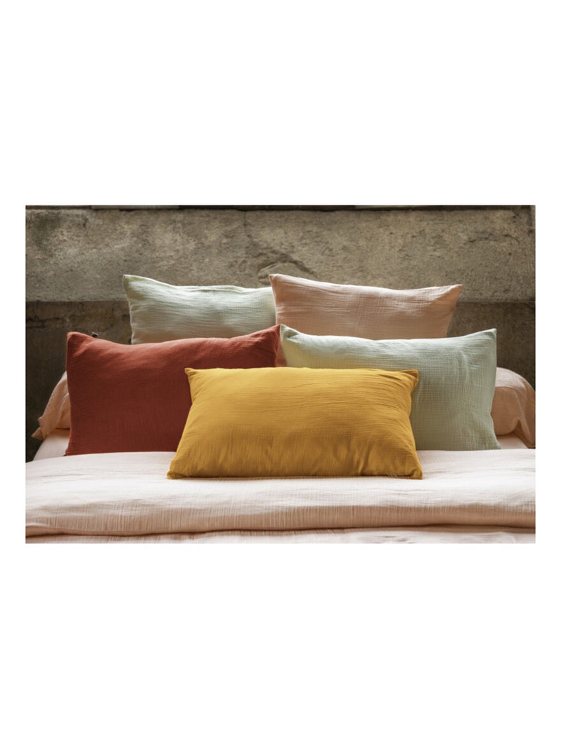 Taie d'oreiller - L'effet papillon - 100% gaze de coton 125 gr/m² Marron clair - Kiabi