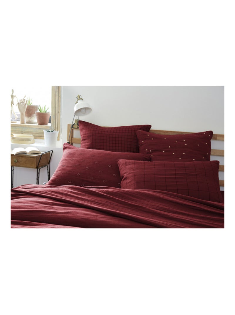 Taie d'oreiller - L'effet papillon - 100% gaze de coton 125 gr/m² Noir Bordeaux - Kiabi