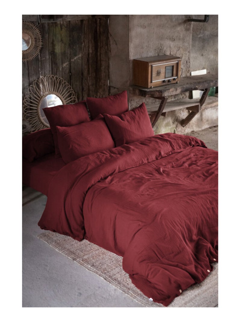 Taie d'oreiller - L'effet papillon - 100% gaze de coton 125 gr/m² Noir Bordeaux - Kiabi