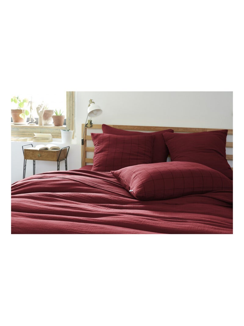 Taie d'oreiller - L'effet papillon - 100% gaze de coton 125 gr/m² Noir Bordeaux - Kiabi