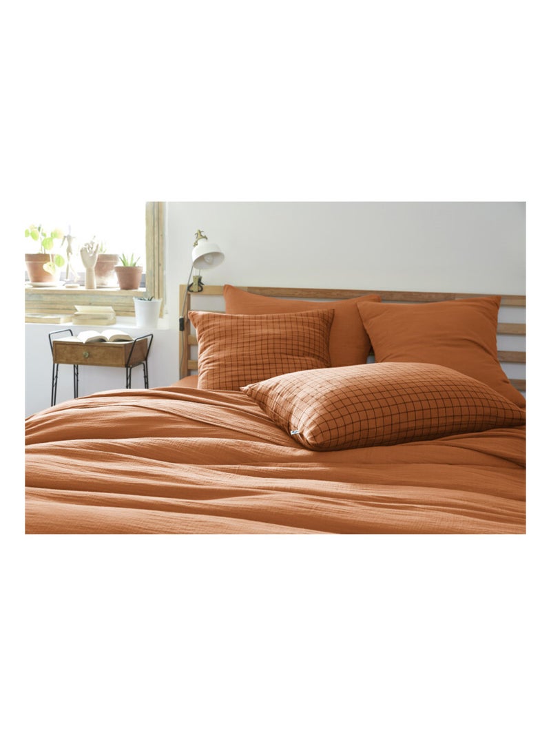 Taie d'oreiller - L'effet papillon - 100% gaze de coton 125 gr/m² Orange - Kiabi