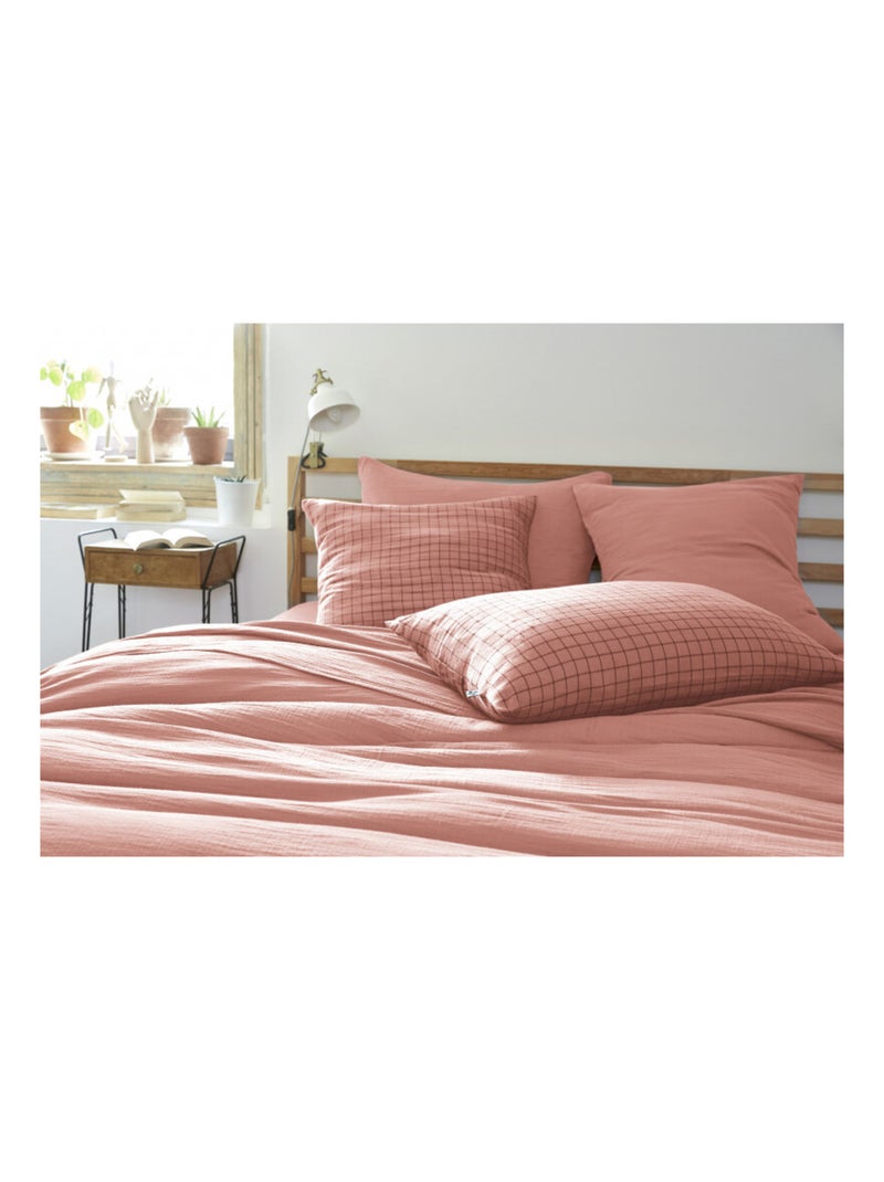 Taie d'oreiller - L'effet papillon - 100% gaze de coton 125 gr/m² Peche - Kiabi