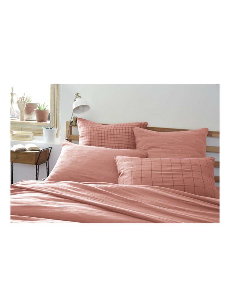 Taie d'oreiller - L'effet papillon - 100% gaze de coton 125 gr/m² Peche - Kiabi