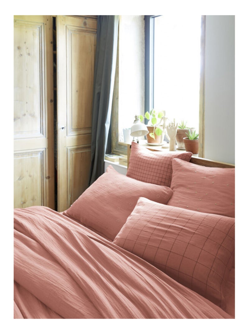 Taie d'oreiller - L'effet papillon - 100% gaze de coton 125 gr/m² Peche - Kiabi