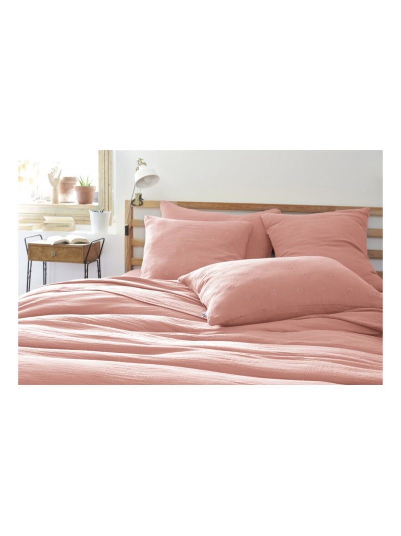 Taie d'oreiller - L'effet papillon - 100% gaze de coton 125 gr/m² Peche - Kiabi