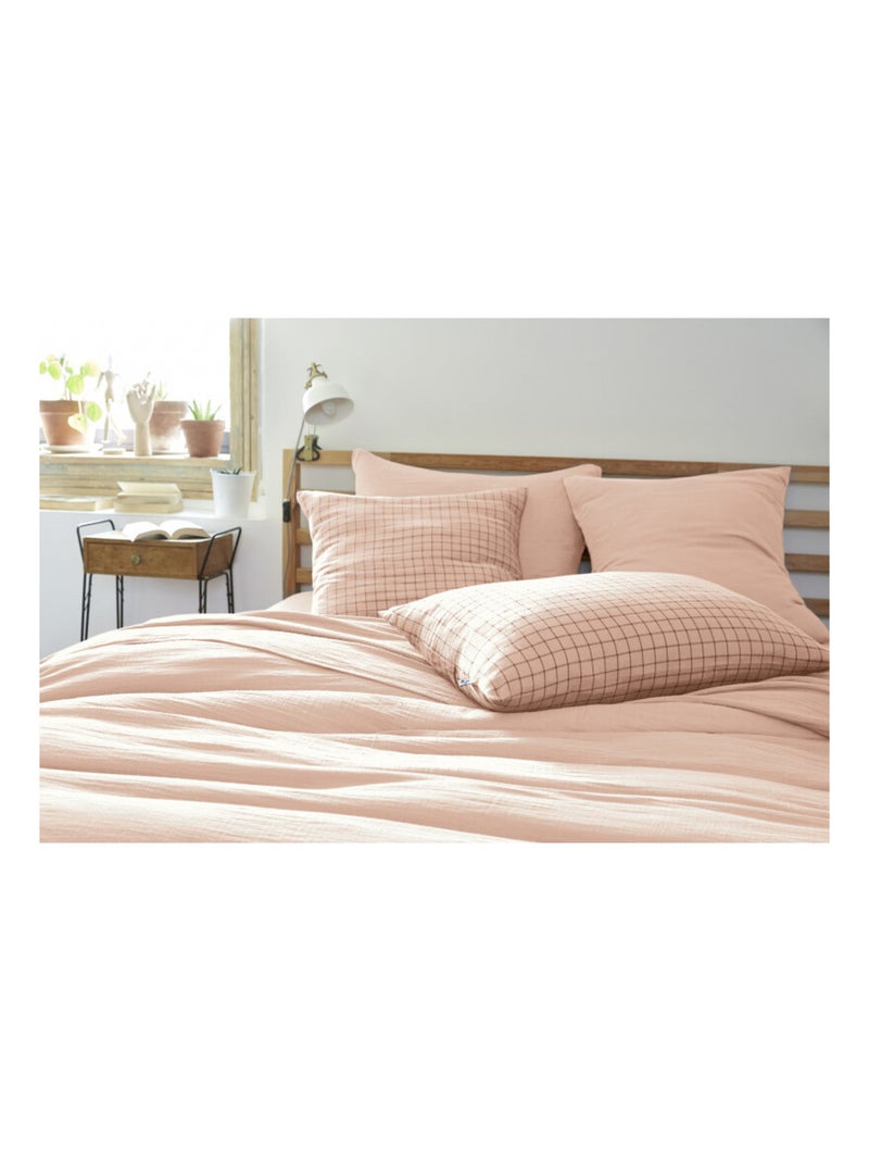 Taie d'oreiller - L'effet papillon - 100% gaze de coton 125 gr/m² Rose clair - Kiabi