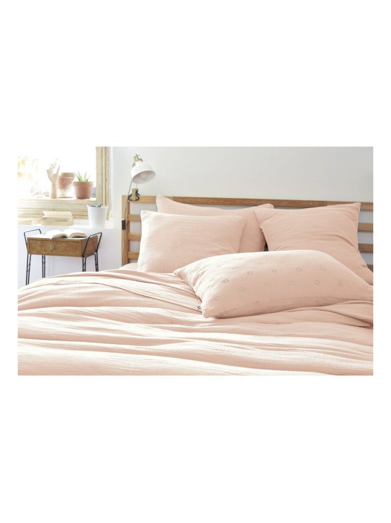 Taie d'oreiller - L'effet papillon - 100% gaze de coton 125 gr/m² Rose clair - Kiabi