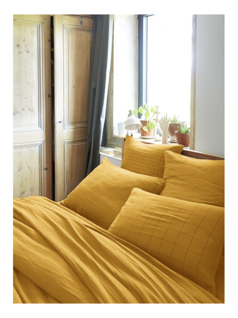 Taie d'oreiller - L'effet papillon - 100% gaze de coton 125 gr/m² Safran - Kiabi