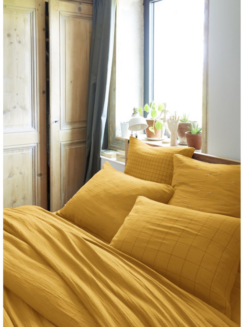 Taie d'oreiller - L'effet papillon - 100% gaze de coton 125 gr/m² Safran - Kiabi