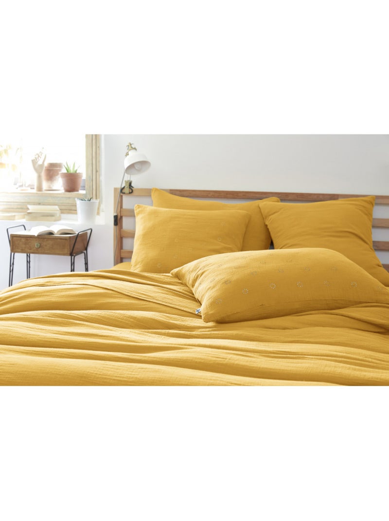 Taie d'oreiller - L'effet papillon - 100% gaze de coton 125 gr/m² Safran - Kiabi