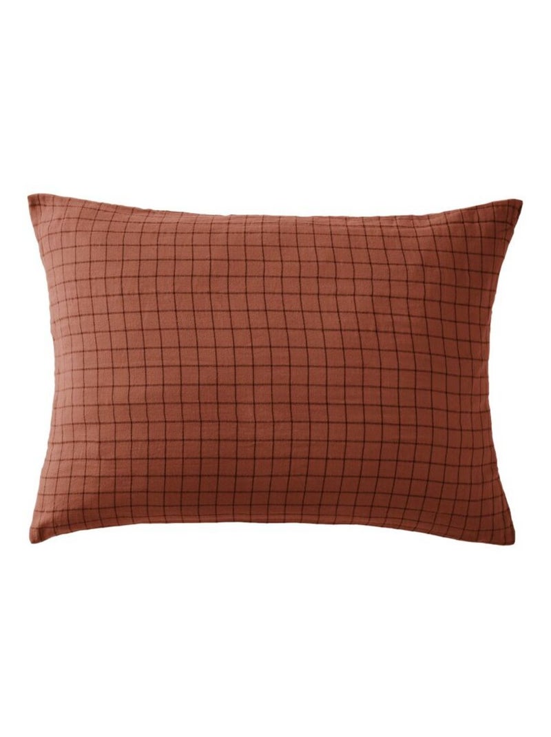 Taie d'oreiller - L'effet papillon - 100% gaze de coton 125 gr/m² Terracotta - Kiabi