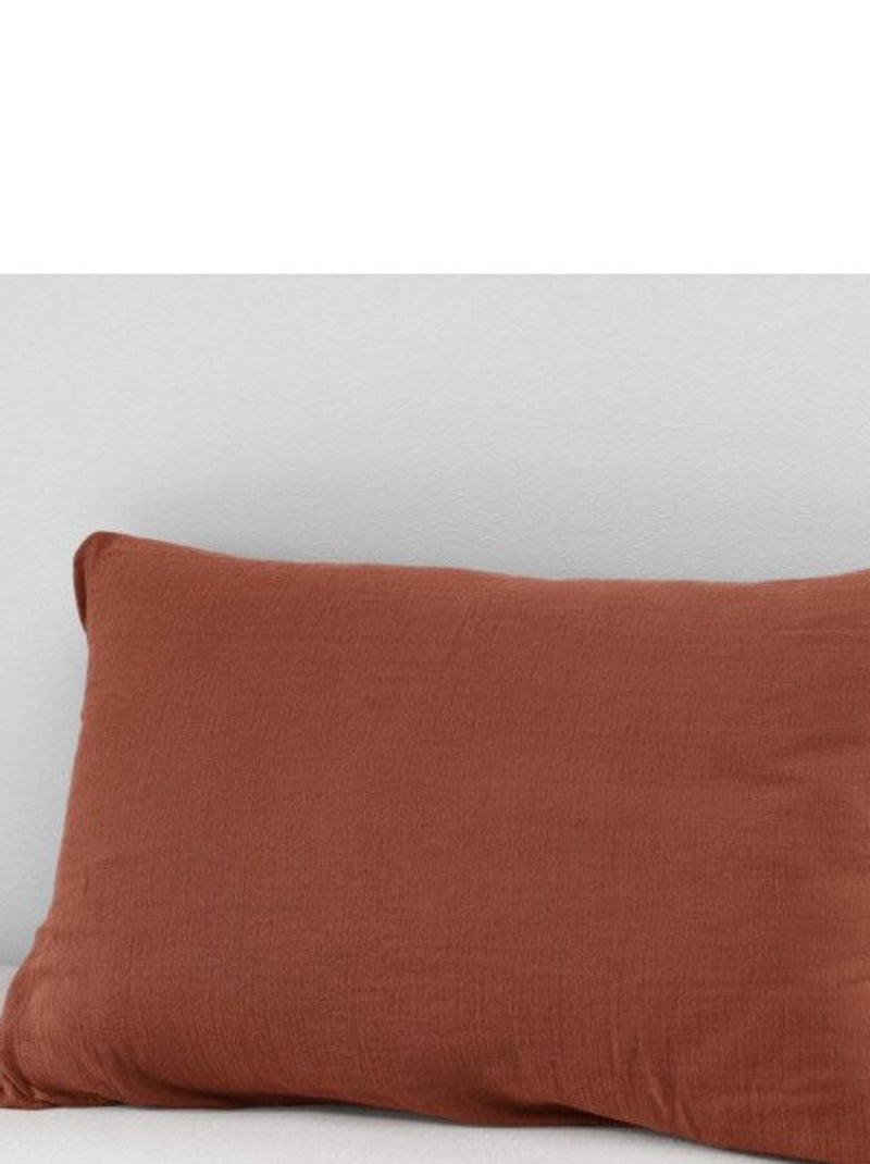Taie d'oreiller - L'effet papillon - 100% gaze de coton 125 gr/m² Terracotta - Kiabi