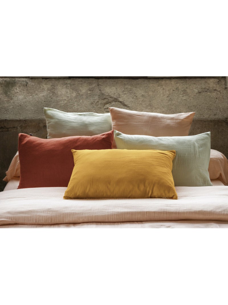 Taie d'oreiller - L'effet papillon - 100% gaze de coton 125 gr/m² Terracotta - Kiabi