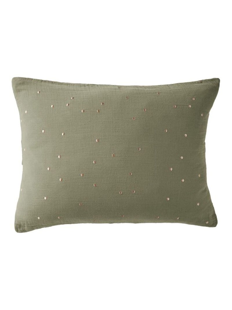 Taie d'oreiller - L'effet papillon - 100% gaze de coton 125 gr/m² Vert chèvrefeuille - Kiabi