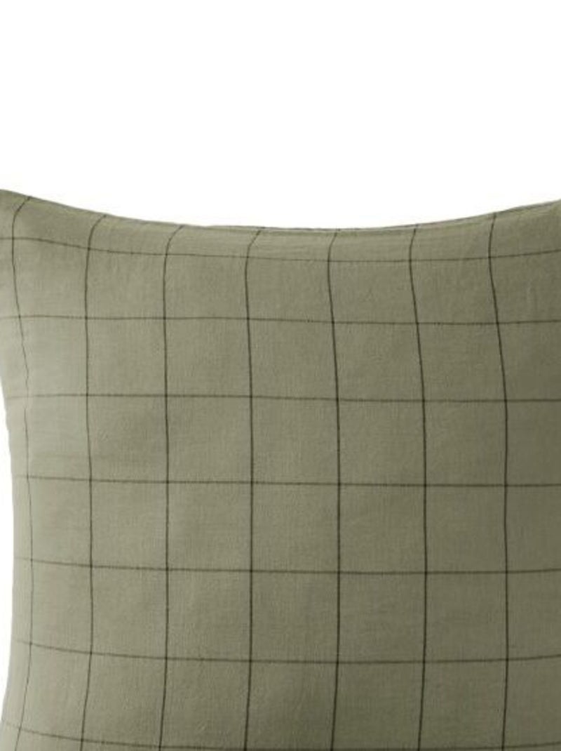 Taie d'oreiller - L'effet papillon - 100% gaze de coton 125 gr/m² Vert chèvrefeuille - Kiabi